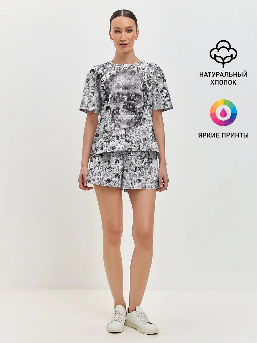 Женская пижама с шортами / Череп из ахегао