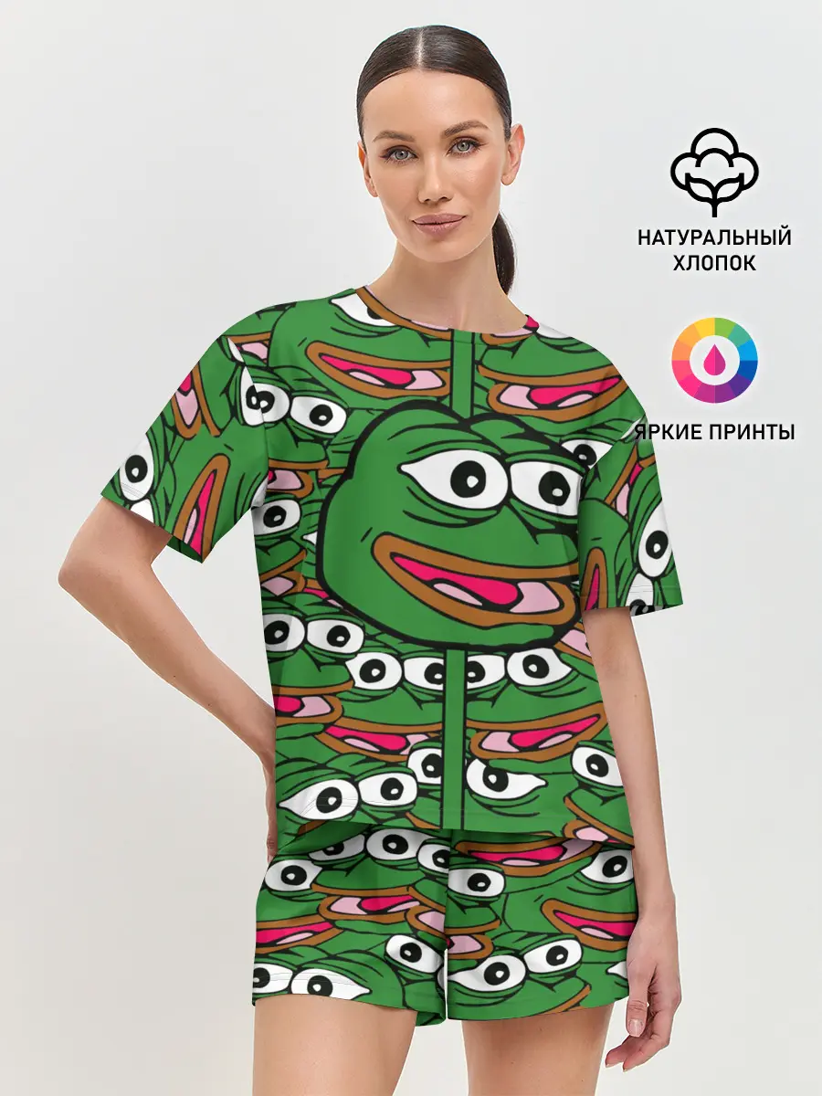 Женская пижама с шортами / Good / Sad frog