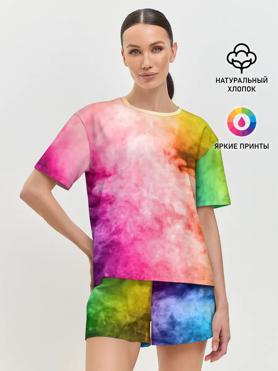 Женская пижама с шортами / Радужный дым
