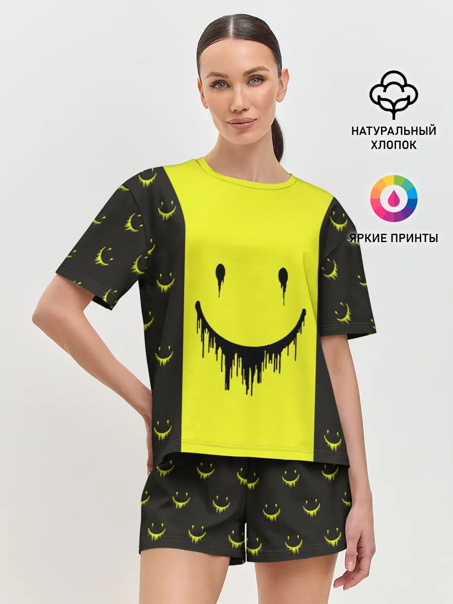 Женская пижама с шортами / Смайлик