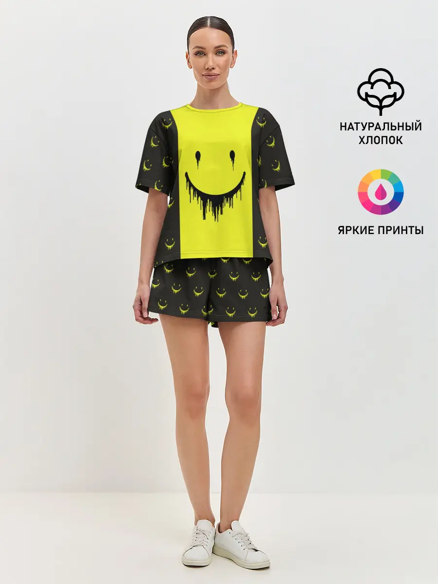 Женская пижама с шортами / Смайлик