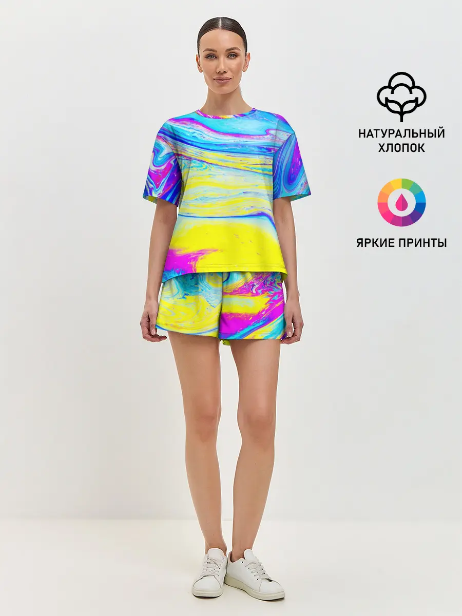 Женская пижама с шортами / Разводы красок
