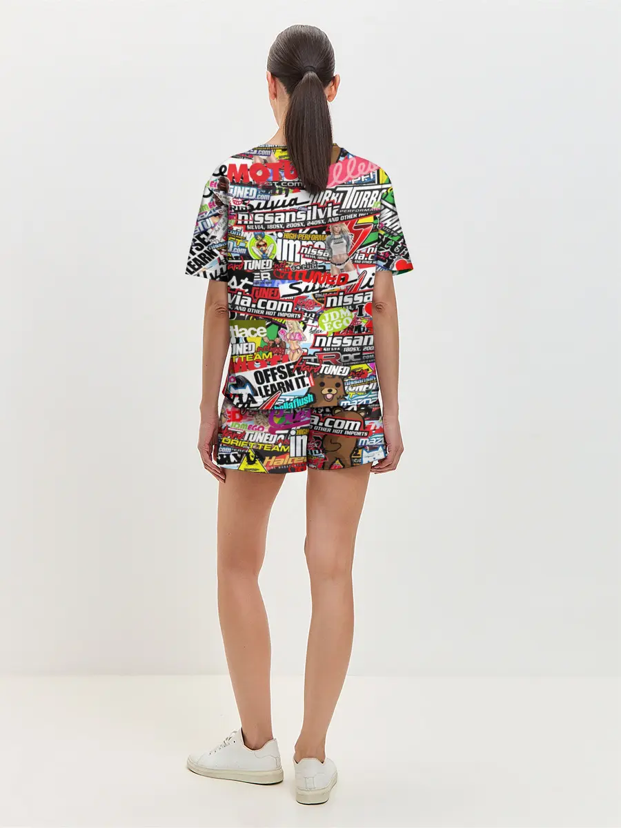 Женская пижама с шортами / Cars Stickerbombing