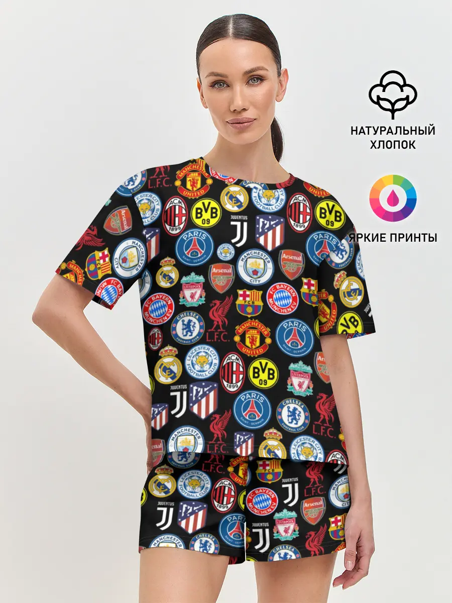 Женская пижама с шортами / ЛОГО ФУТБОЛЬНЫХ КОМАНД