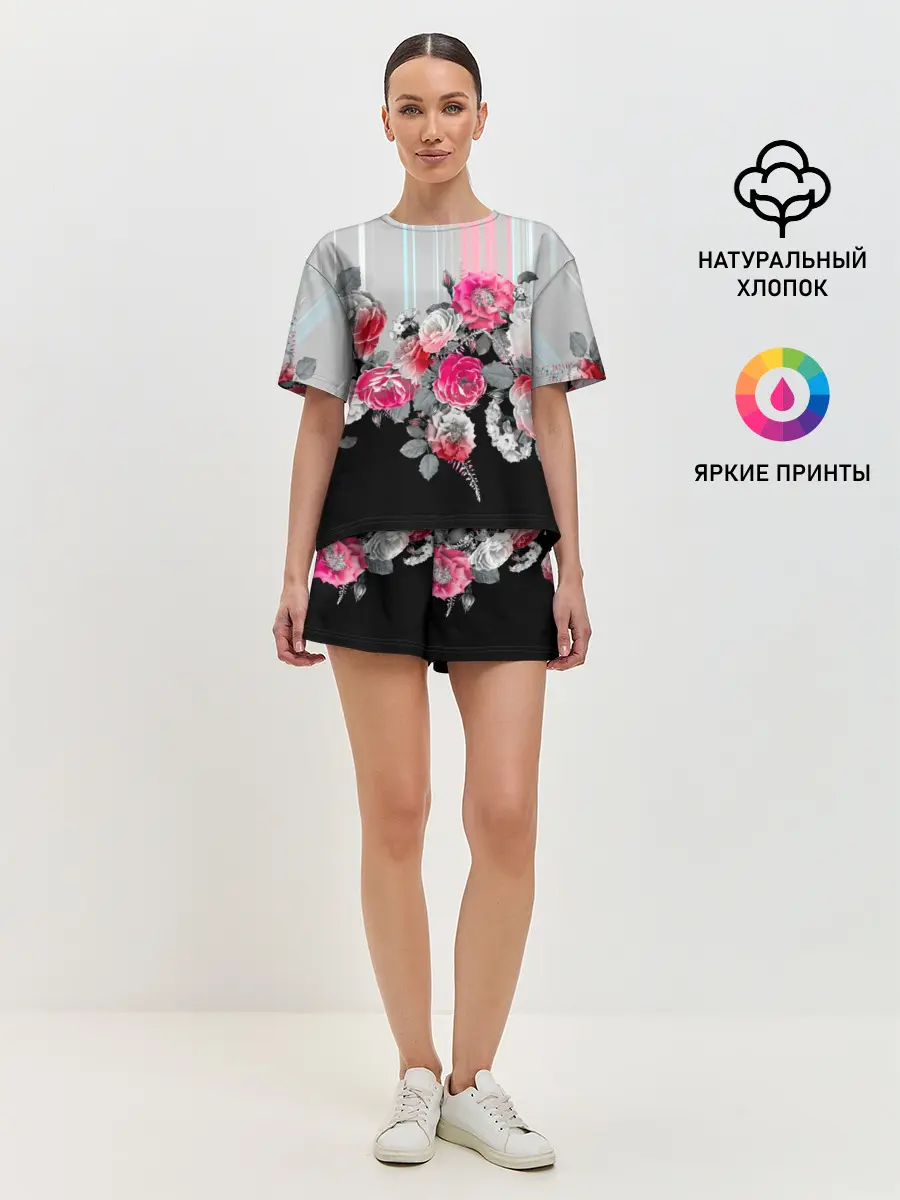 Женская пижама с шортами / Розы