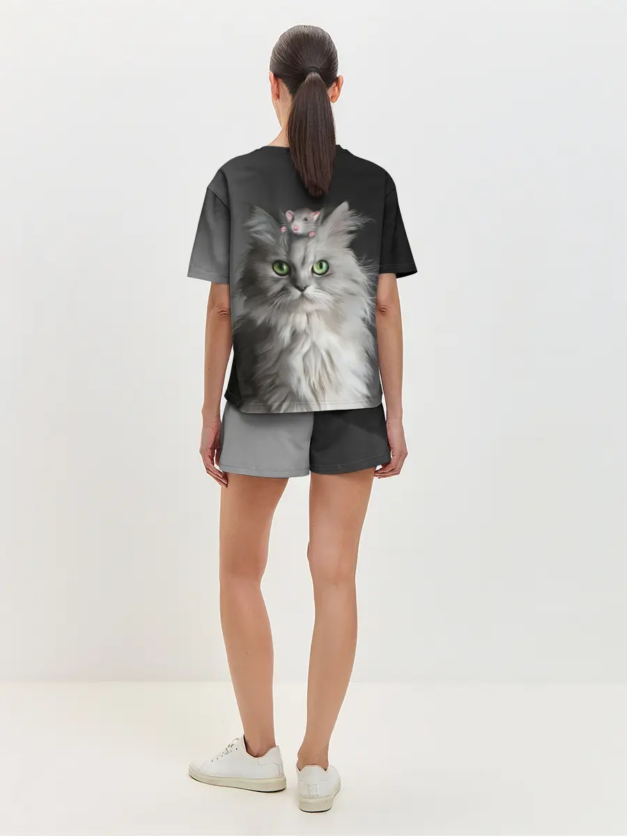 Женская пижама с шортами / Кот и мышка