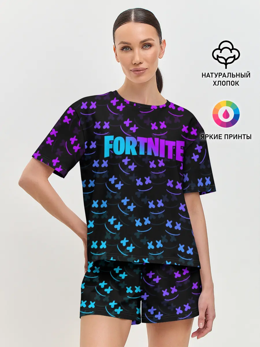 Женская пижама с шортами / FORTNITE MARSHMELLO NEON