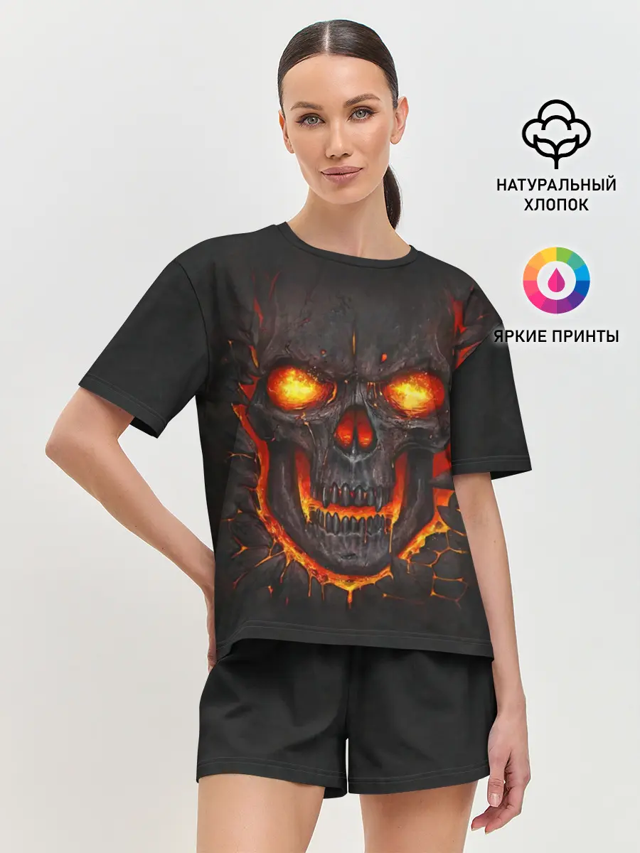 Женская пижама с шортами / Skull Lava