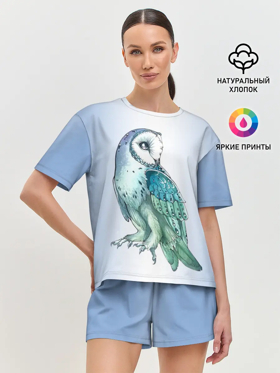 Женская пижама с шортами / сова