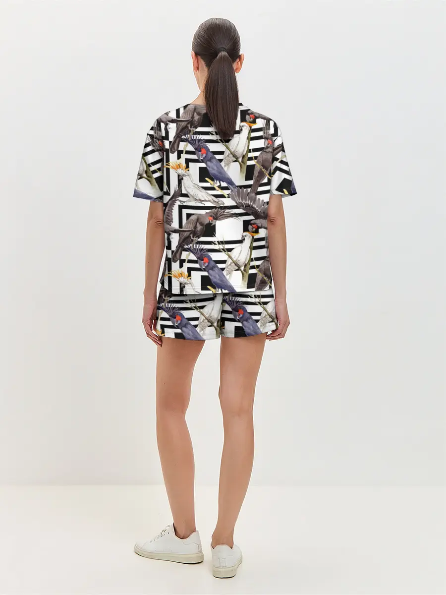 Женская пижама с шортами / Попугаи какаду