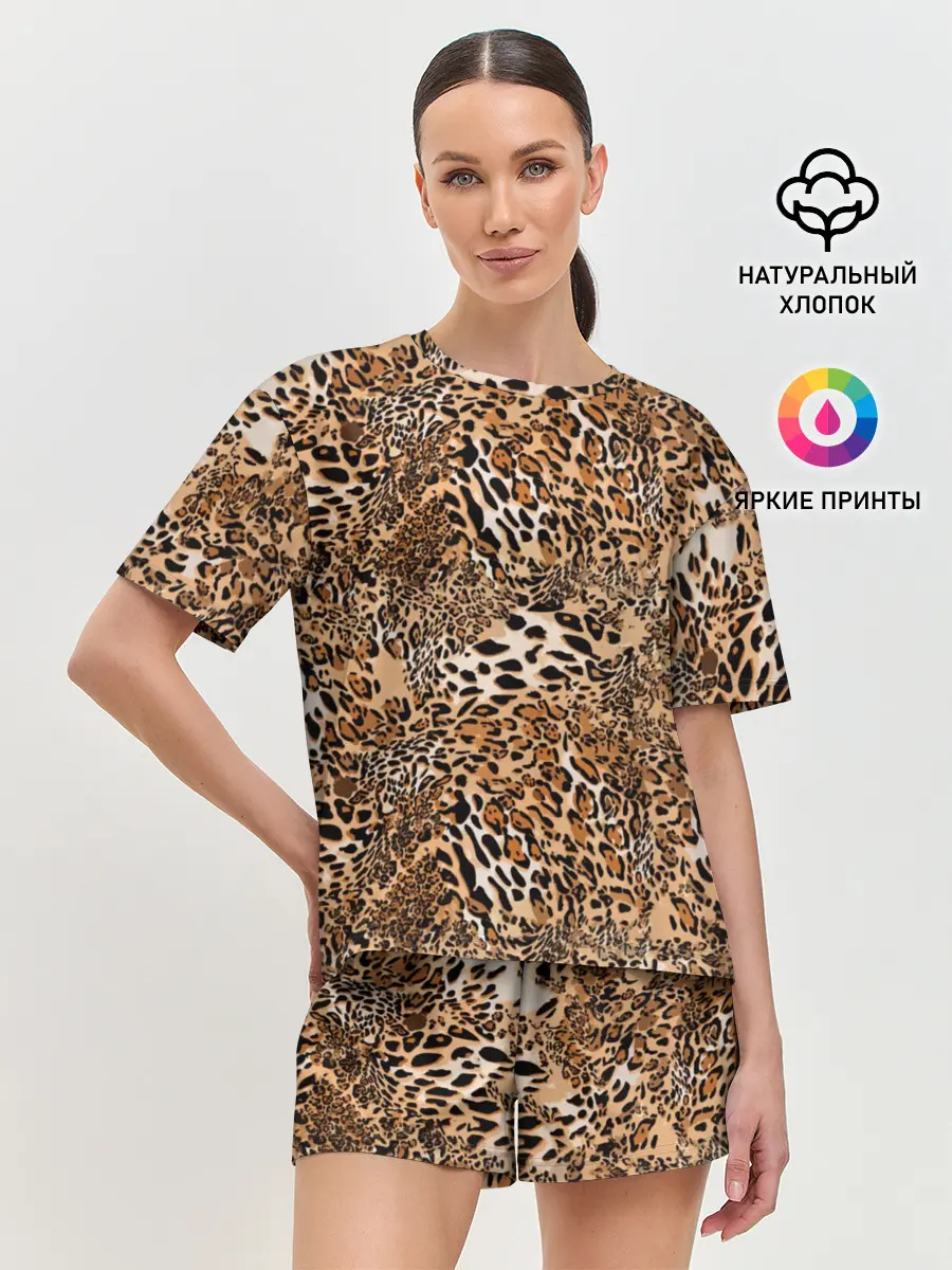 Женская пижама с шортами / Леопард