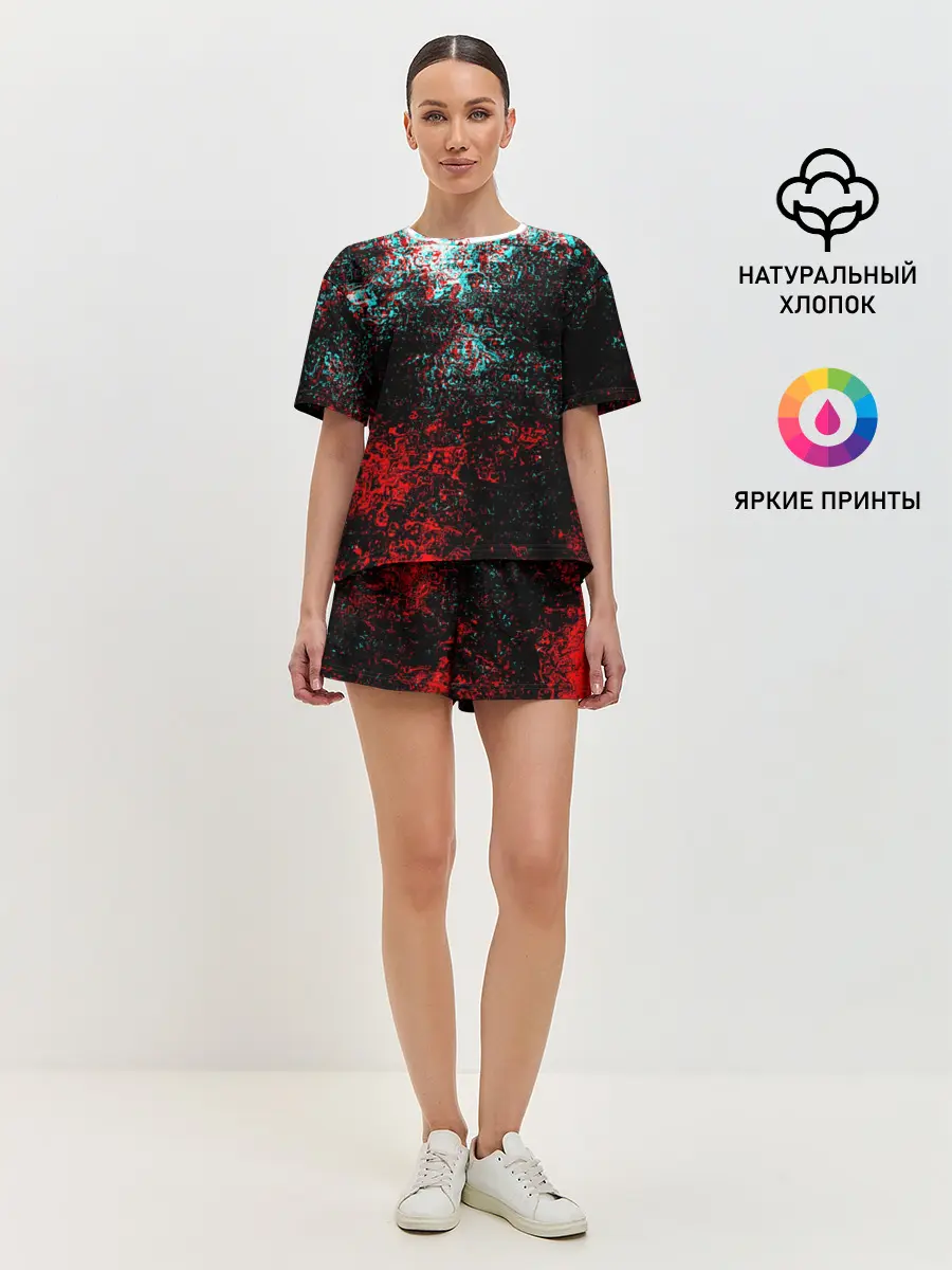 Женская пижама с шортами / БРЫЗГИ КРАСОК GLITCH