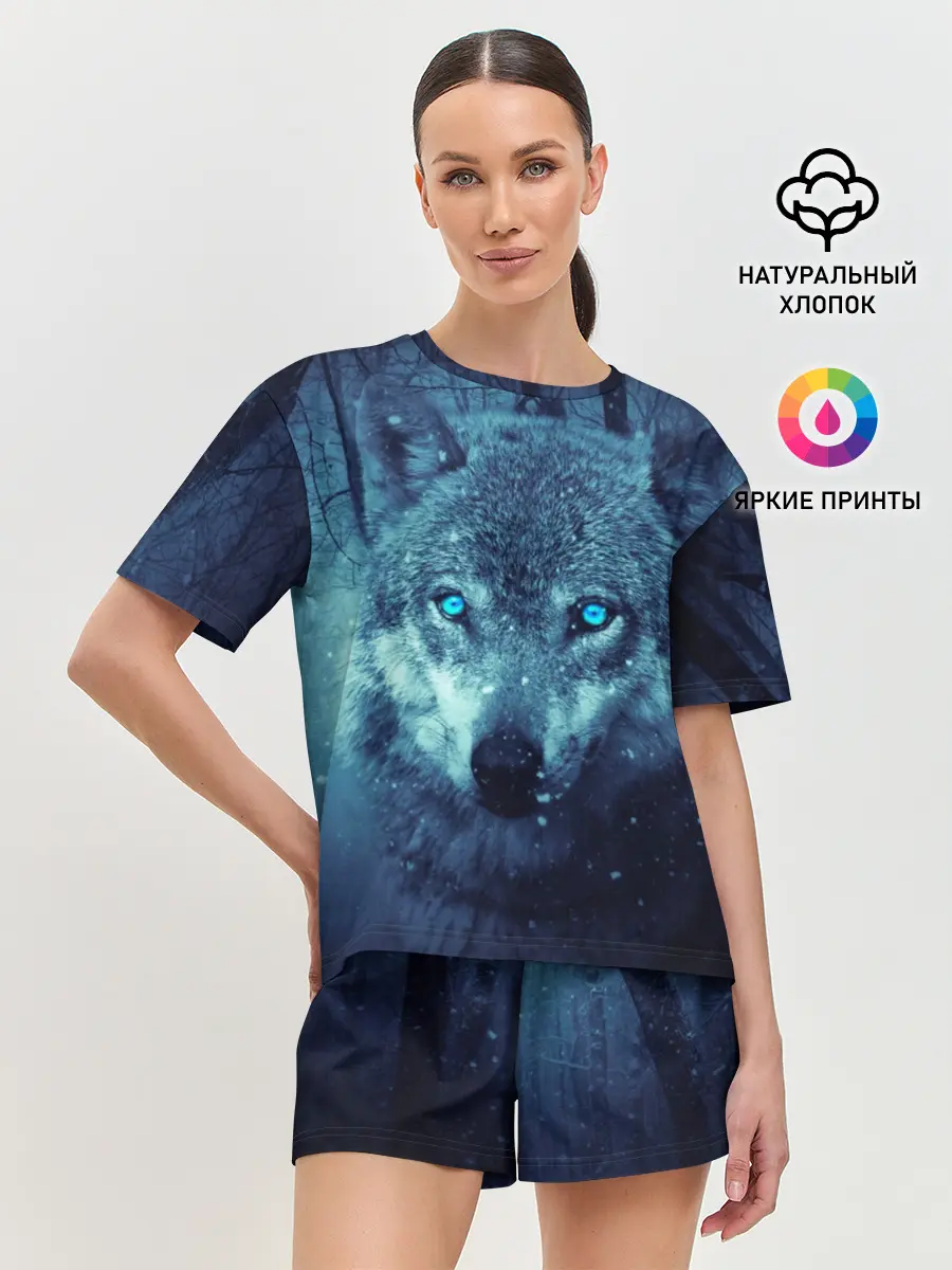 Женская пижама с шортами / Волк