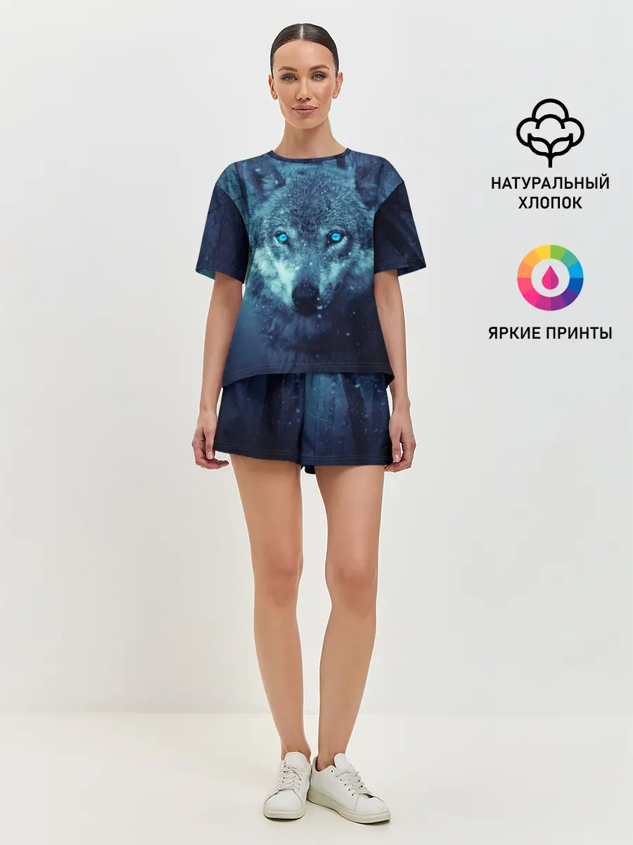 Женская пижама с шортами / Волк