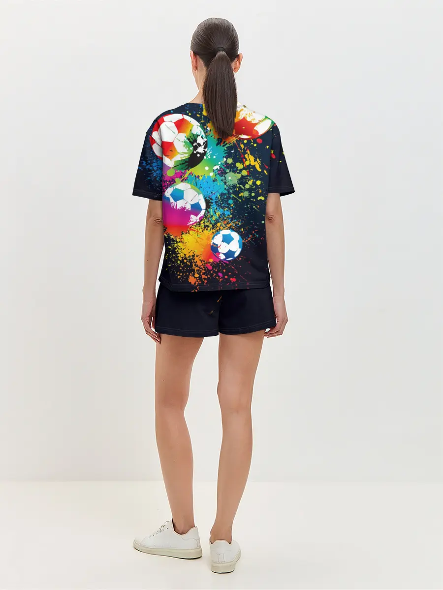 Женская пижама с шортами / Футбольные мячи