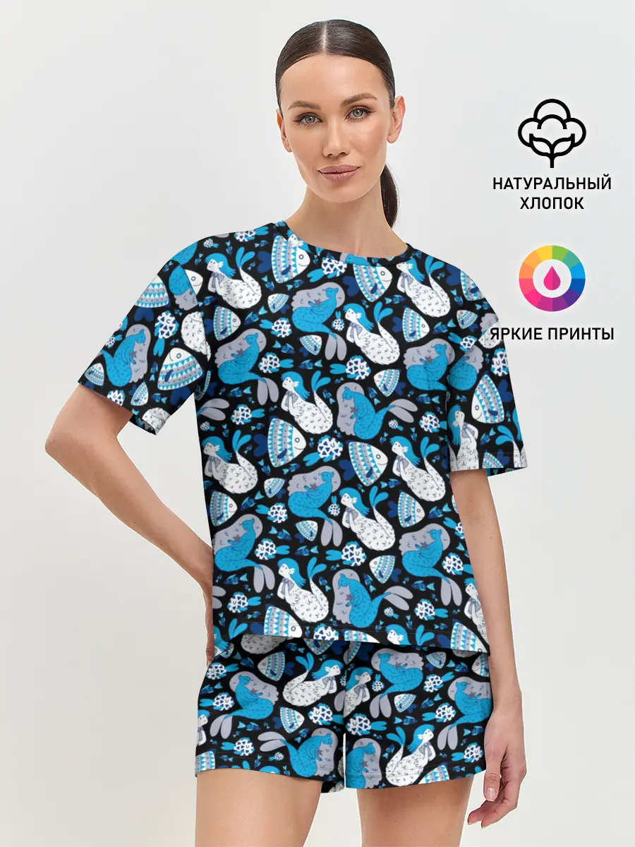 Женская пижама с шортами / Русалки
