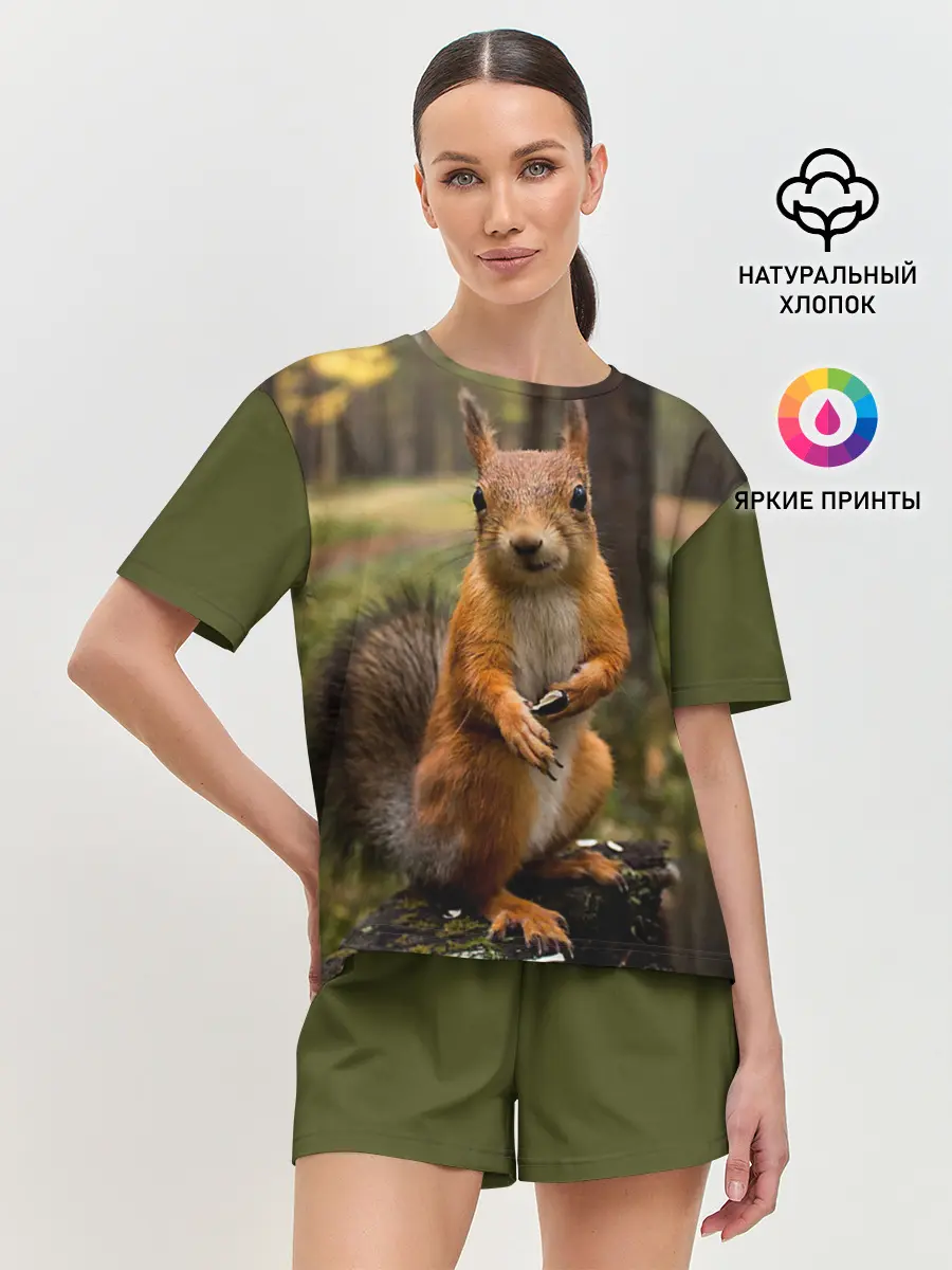 Женская пижама с шортами / Белочка