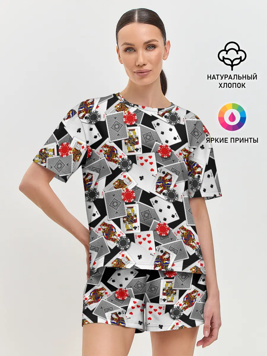 Женская пижама с шортами / Игральные карты