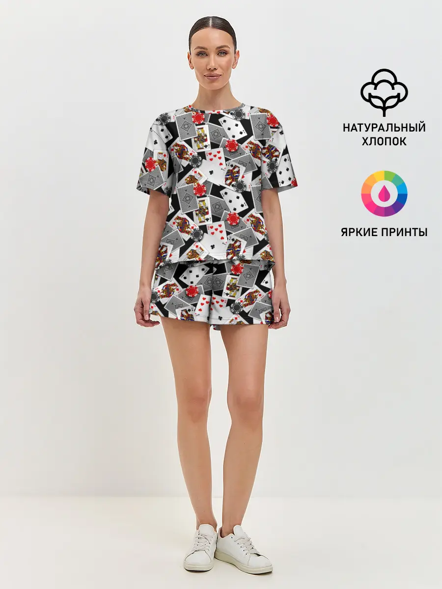 Женская пижама с шортами / Игральные карты