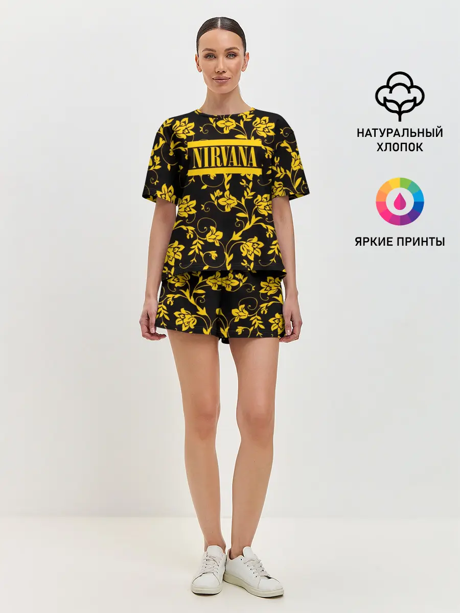 Женская пижама с шортами / Nirvana узоры