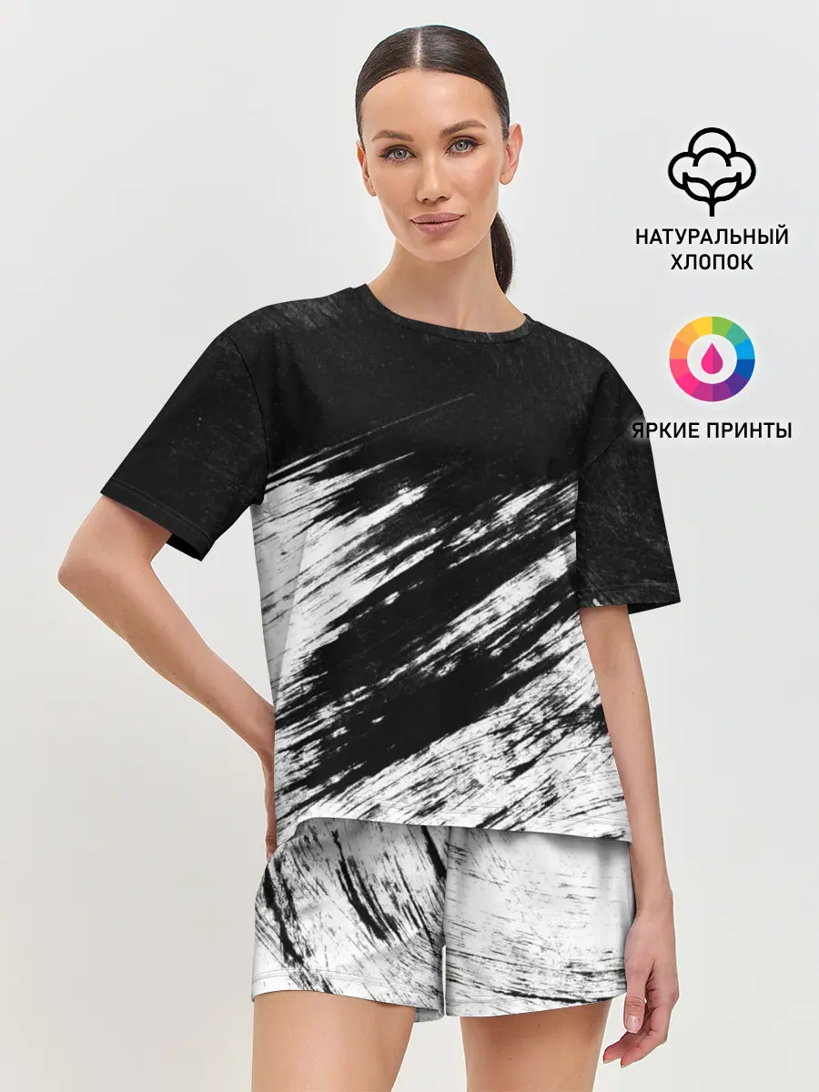 Женская пижама с шортами / abstraction black&white