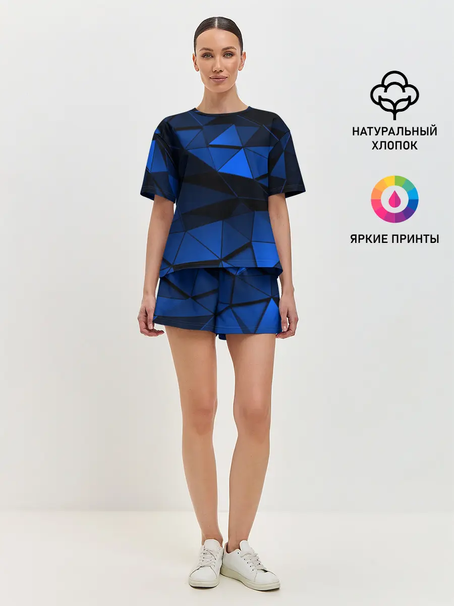 Женская пижама с шортами / Blue abstraction collection