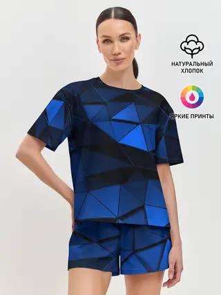 Женская пижама с шортами / Blue abstraction collection