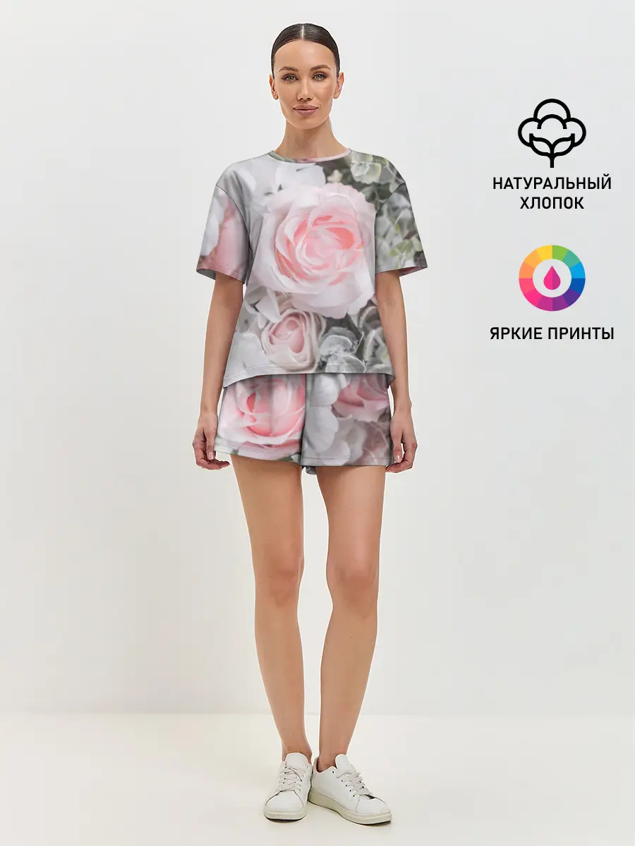 Женская пижама с шортами / розы