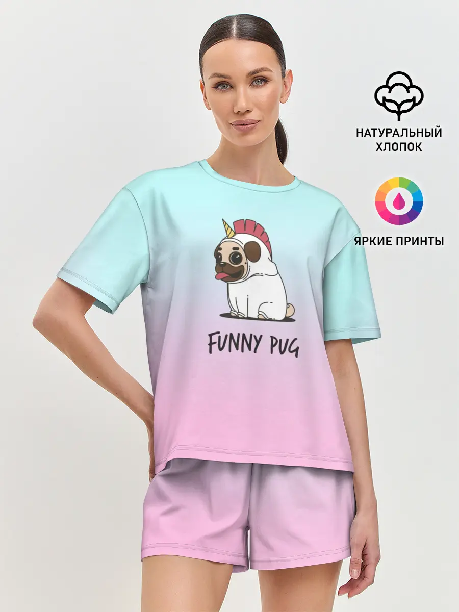 Женская пижама с шортами / Funny PUG