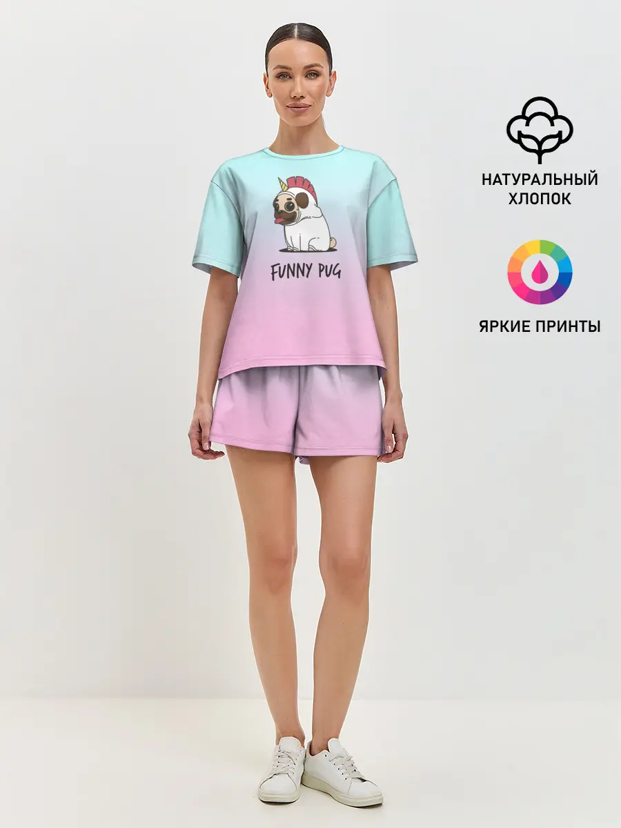 Женская пижама с шортами / Funny PUG