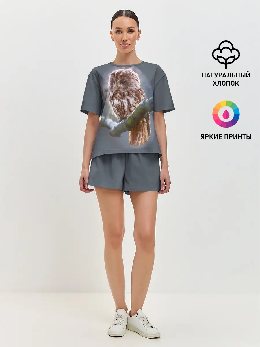 Женская пижама с шортами / Сова