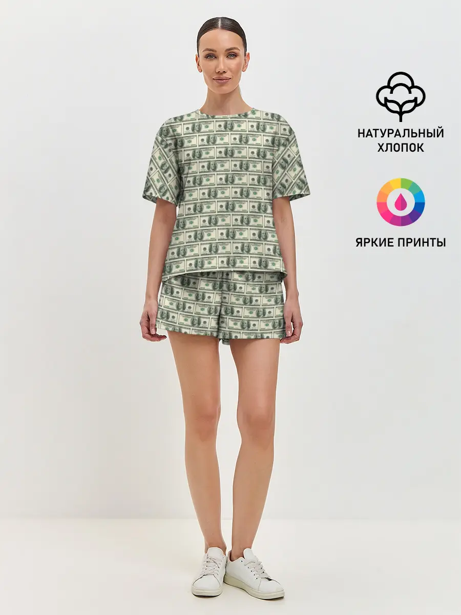 Женская пижама с шортами / Доллары