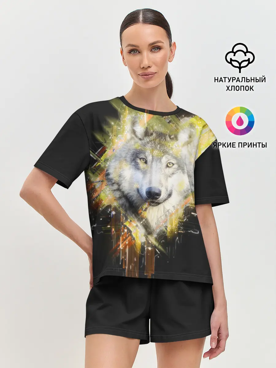 Женская пижама с шортами / Волк