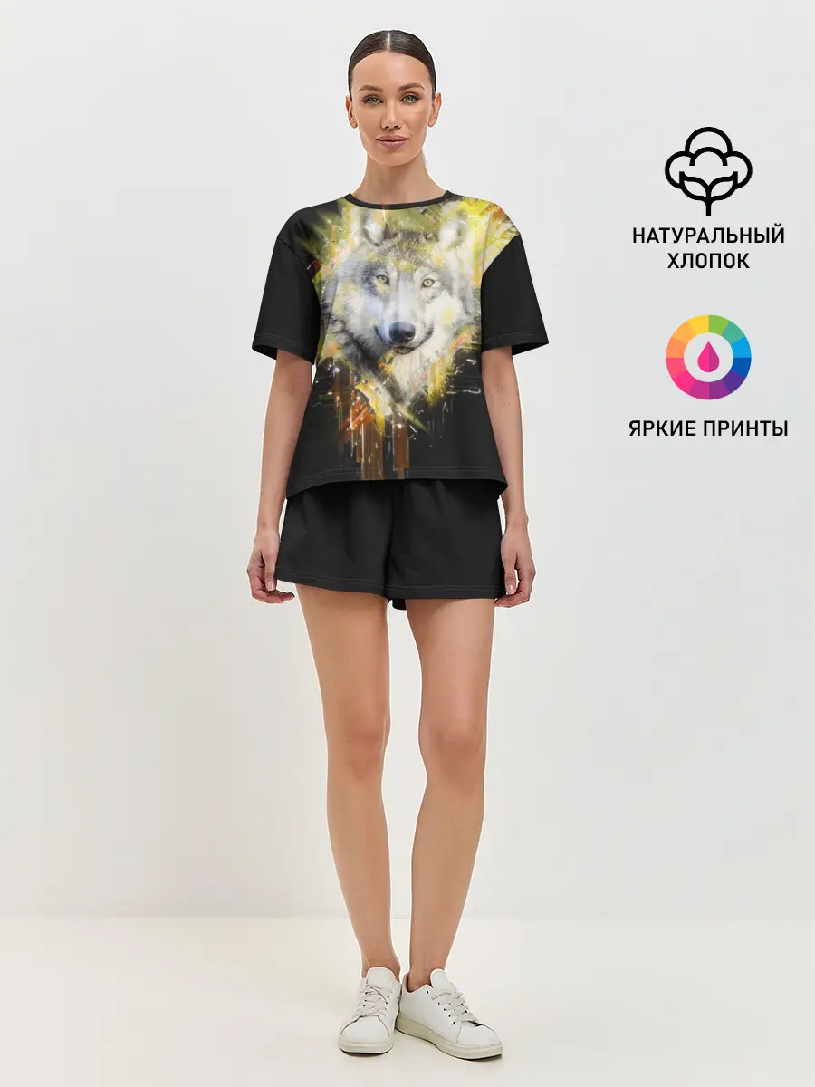 Женская пижама с шортами / Волк