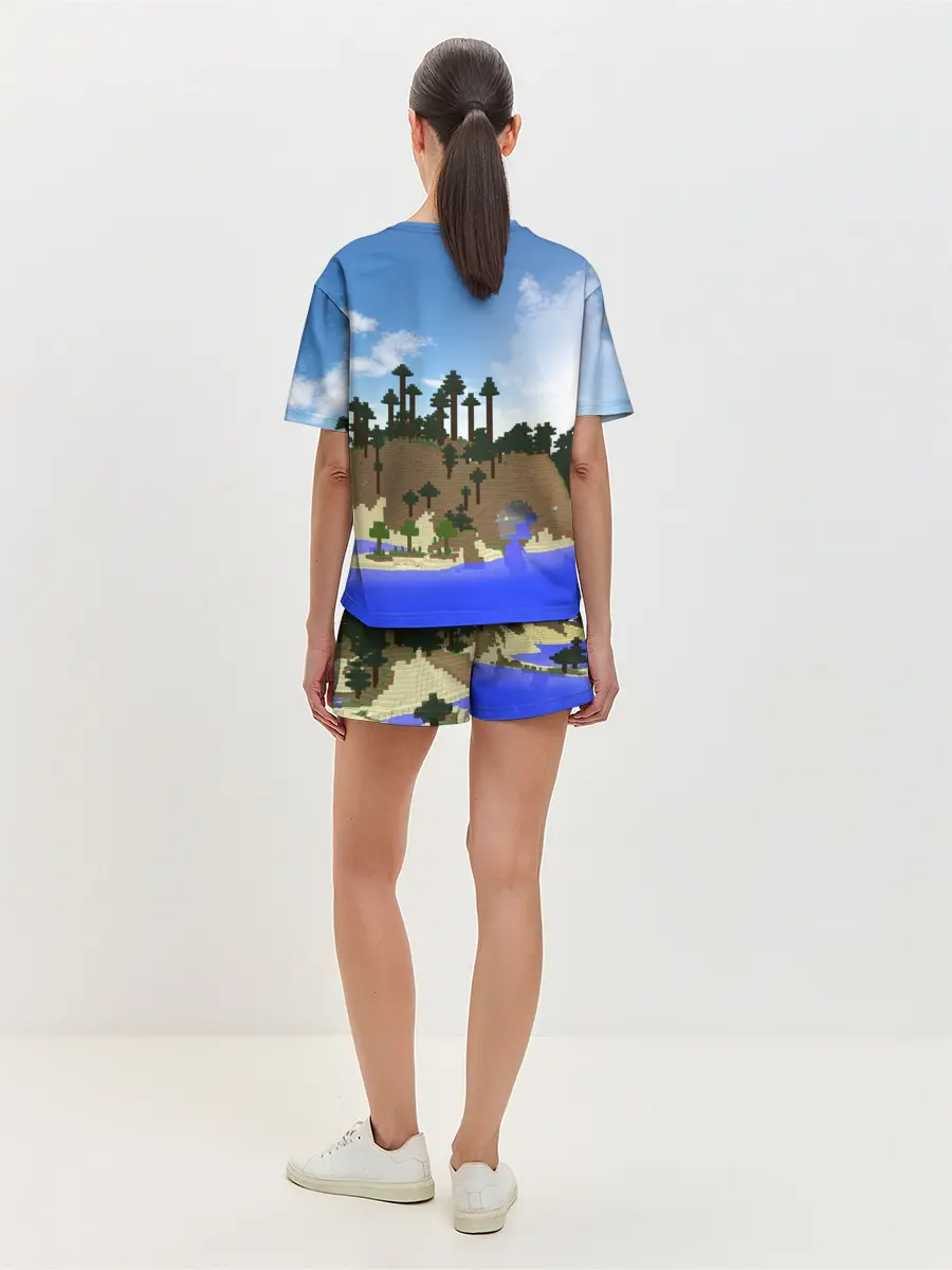 Женская пижама с шортами / Стив на Эндер Драконе