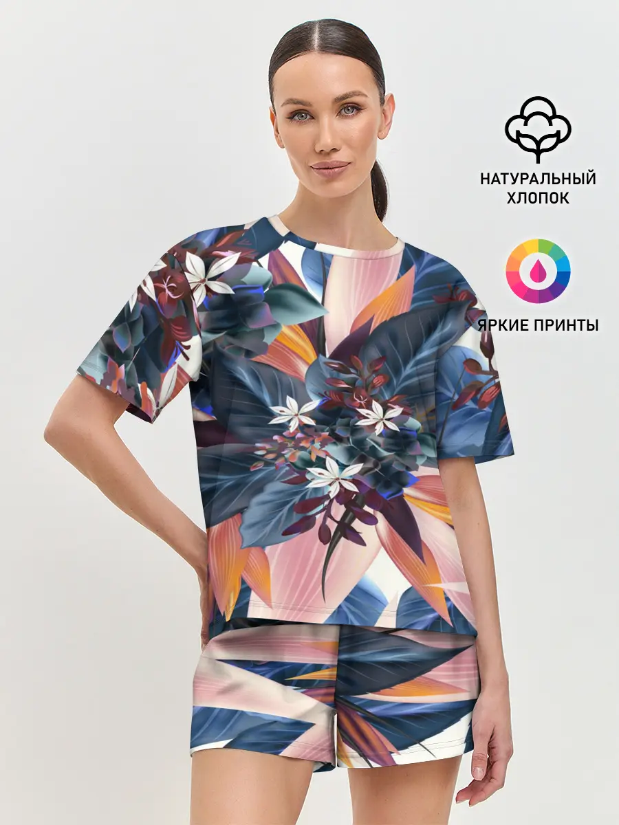 Женская пижама с шортами / Flower collection