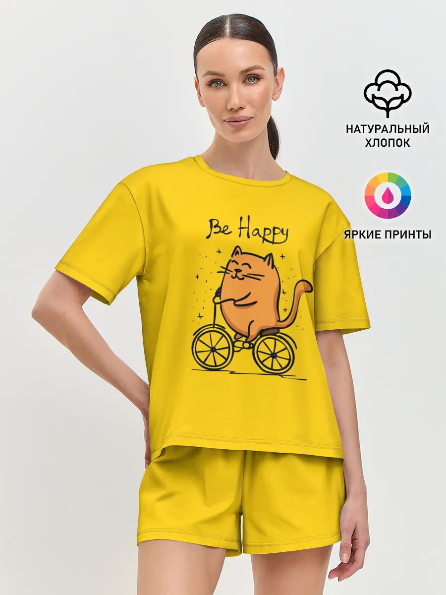 Женская пижама с шортами / Be Happy,cat