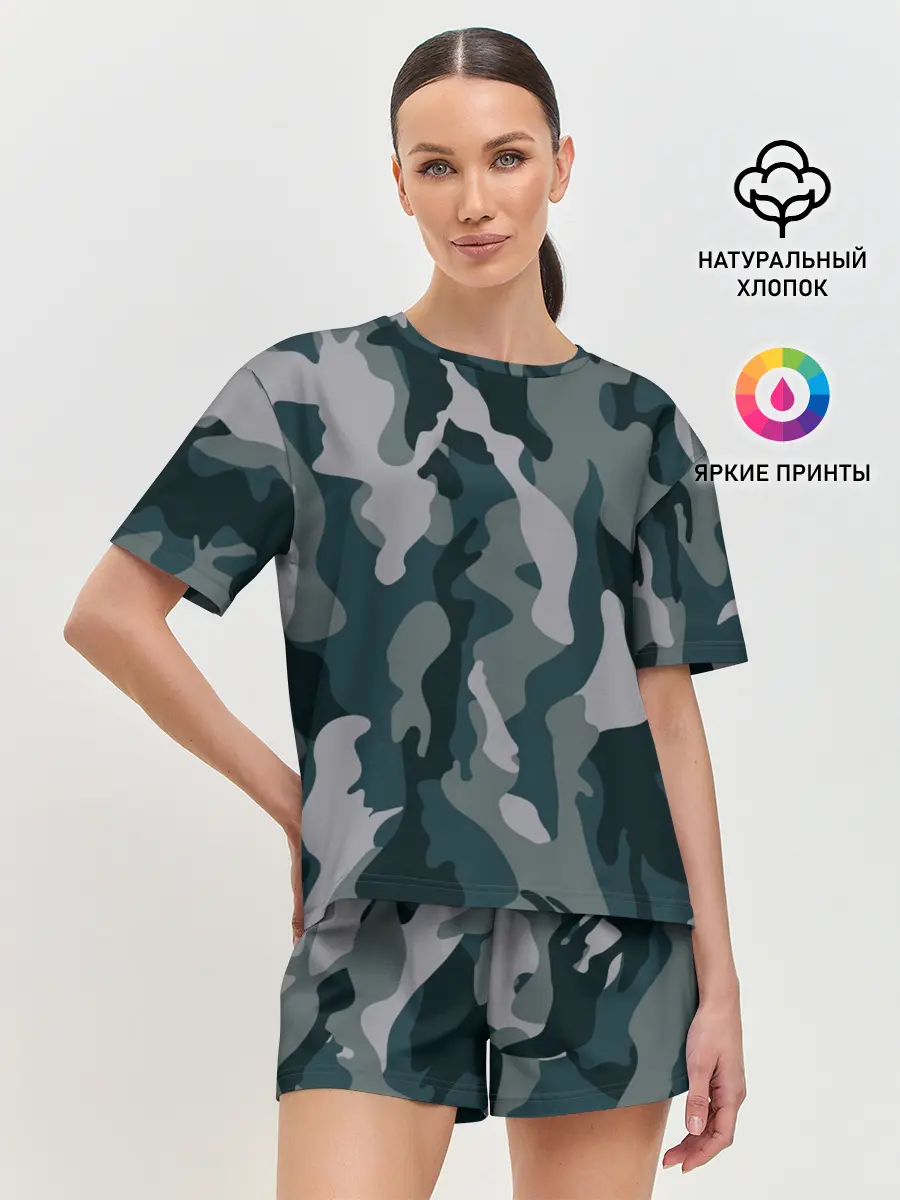 Женская пижама с шортами / камуфляж