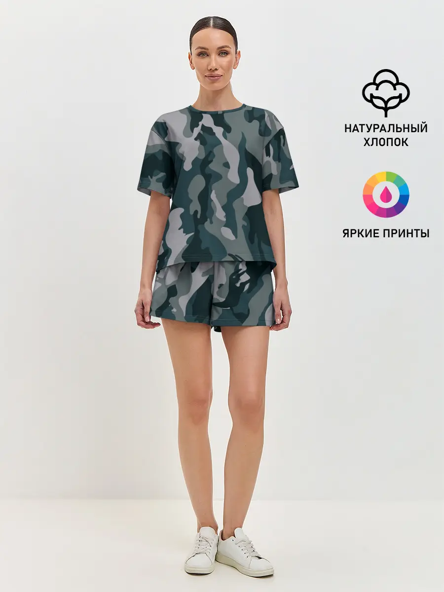 Женская пижама с шортами / камуфляж