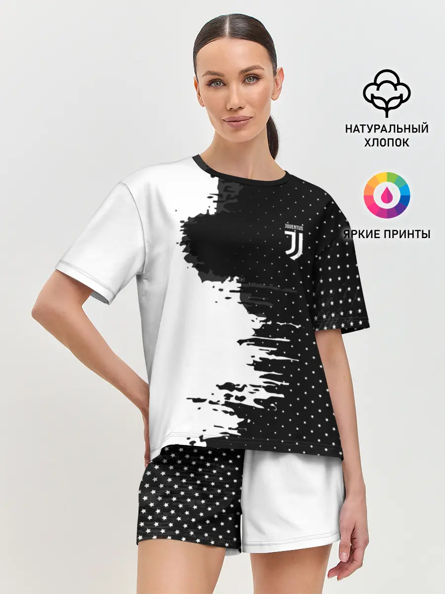 Женская пижама с шортами / Juventus uniform black 2018