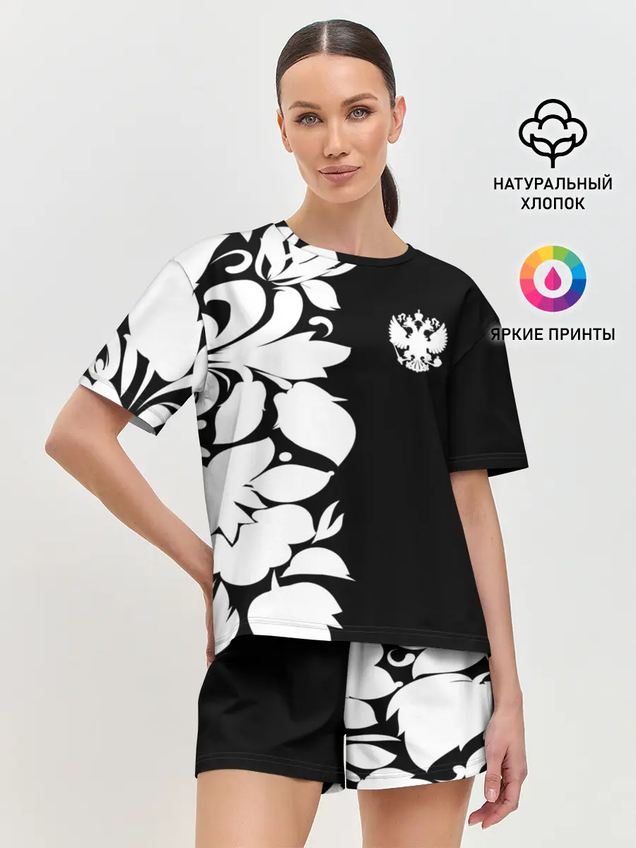 Женская пижама с шортами / Russia Black&White Style