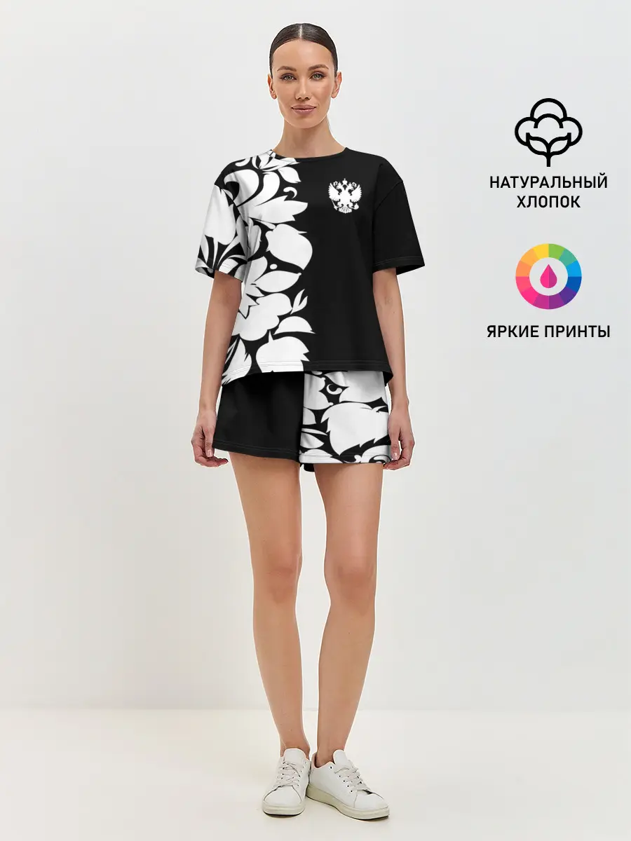 Женская пижама с шортами / Russia Black&White Style