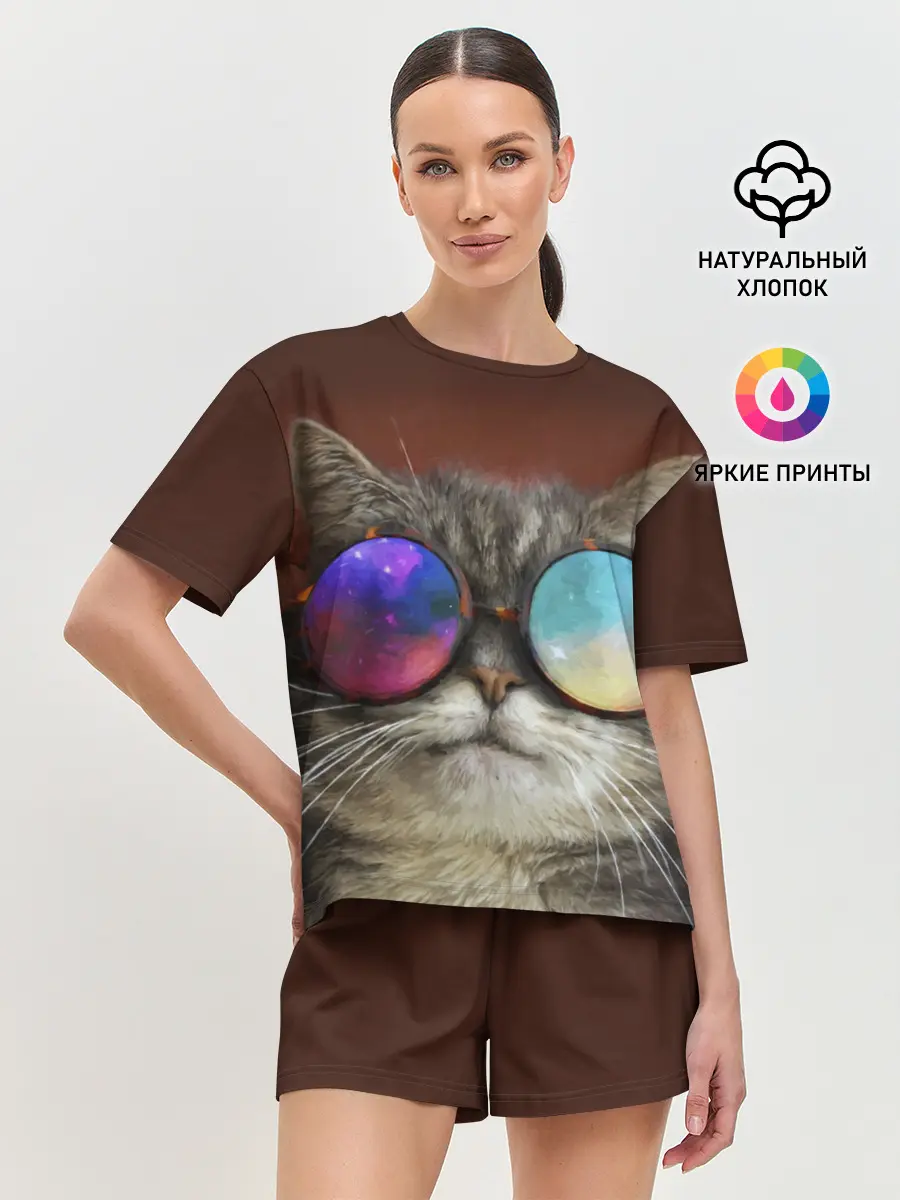 Женская пижама с шортами / котейки