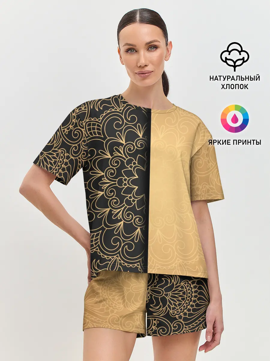 Женская пижама с шортами / Черное золото