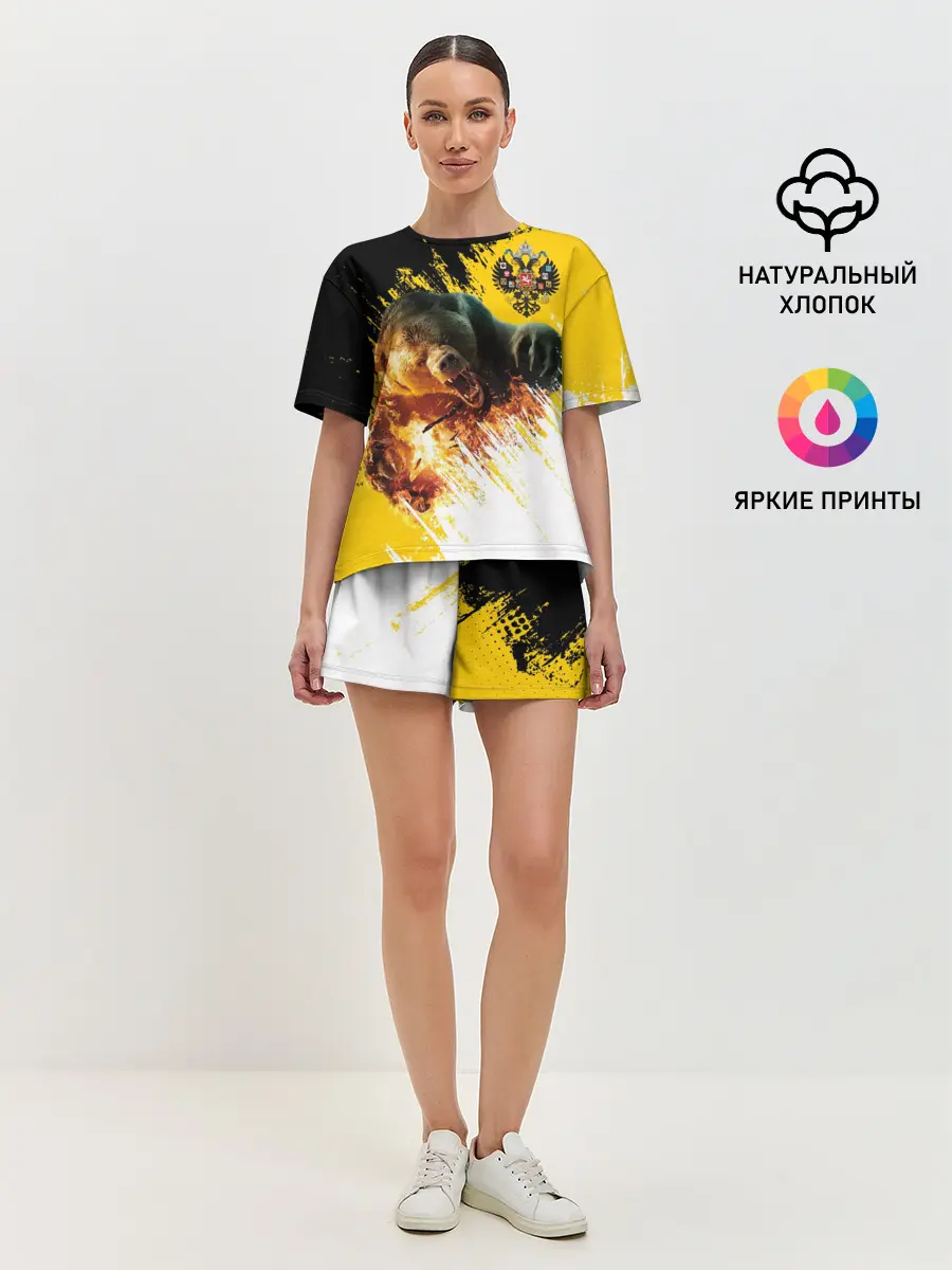 Женская пижама с шортами / Имперский флаг и медведь