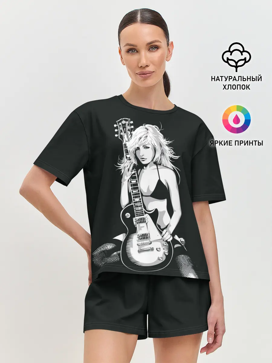 Женская пижама с шортами / Девушка с гитарой