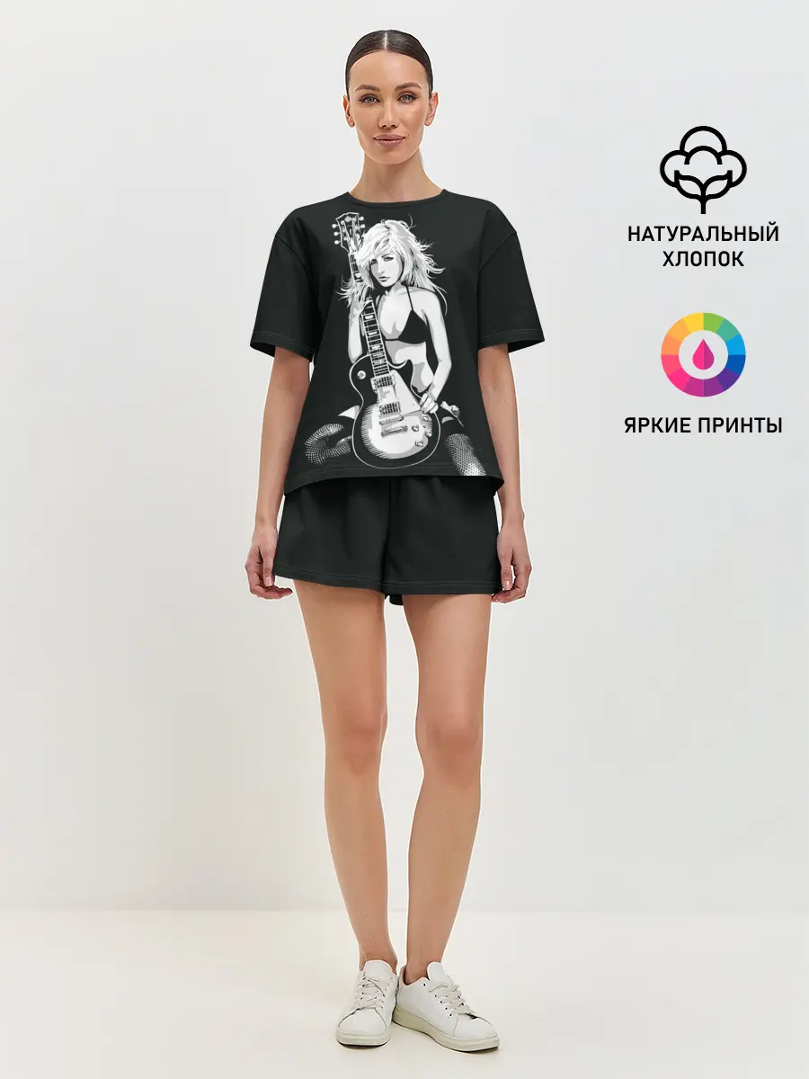 Женская пижама с шортами / Девушка с гитарой