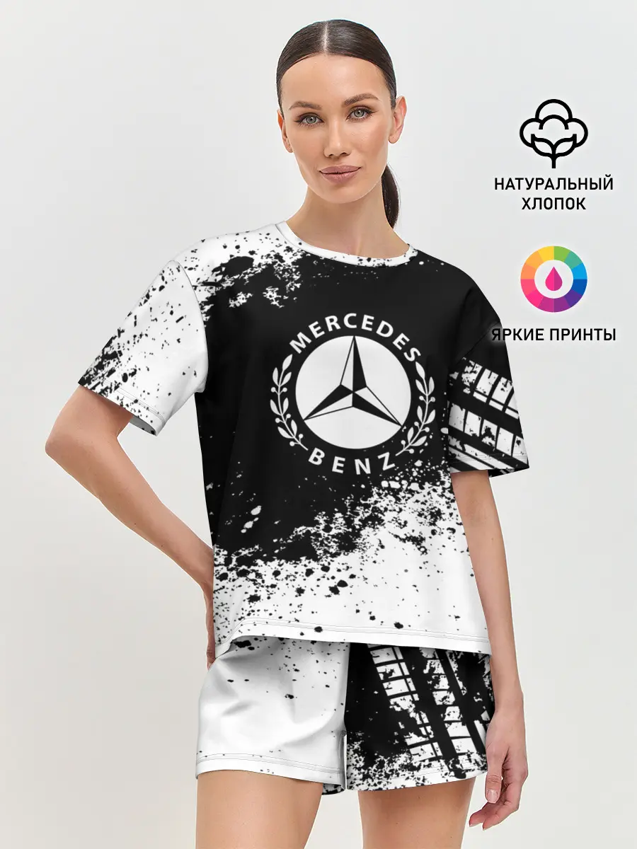 Женская пижама с шортами / Mercedes abstract sport