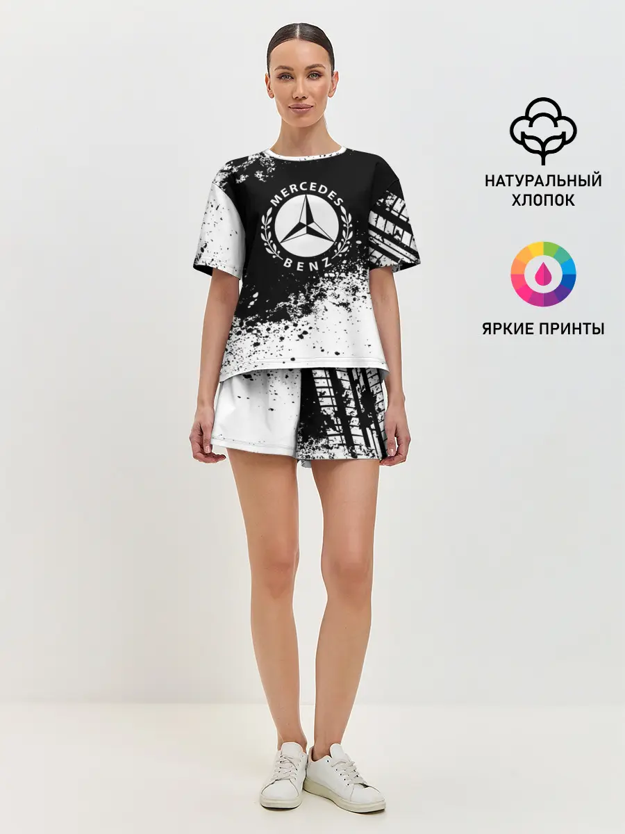 Женская пижама с шортами / Mercedes abstract sport