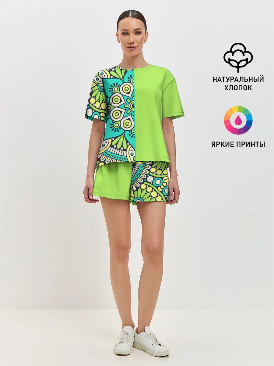 Женская пижама с шортами / Медитация с мандалой